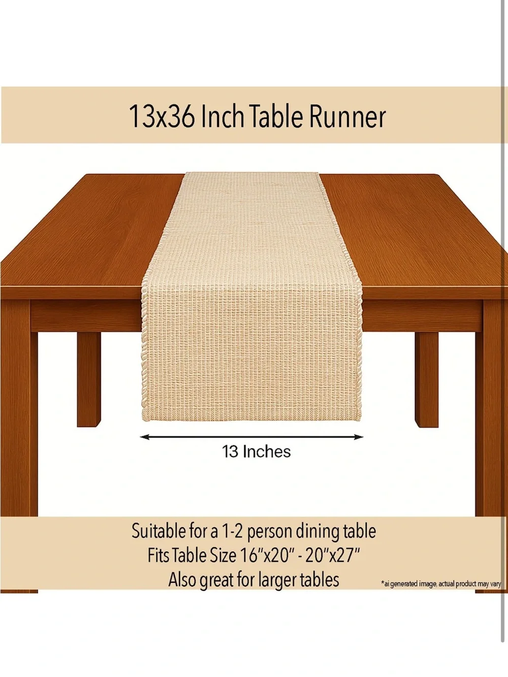NEW Natural Jute Handwoven Table Runner– Vintage Boho Rustic Decor 13”x36”